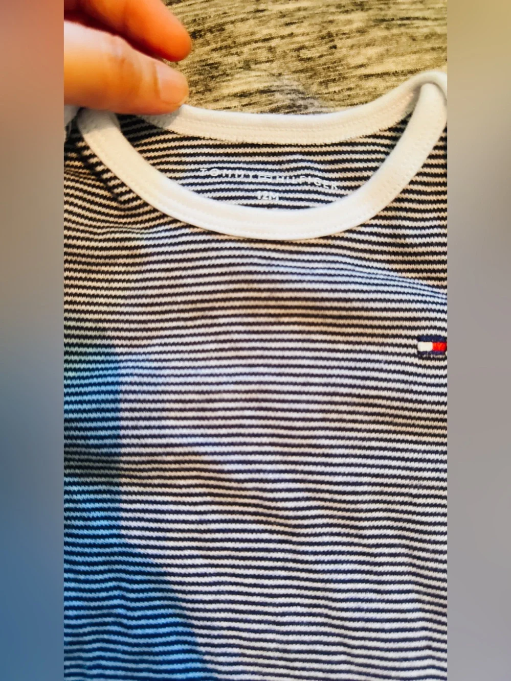 Tommy Hilfiger Navy & White Striped Baby One-Piece Bodysuit